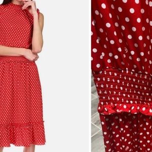 NEW WITH TAGS NWT MICHAEL KORS RED POLKA DOT SPRING/SUMMER MIDI DRESS